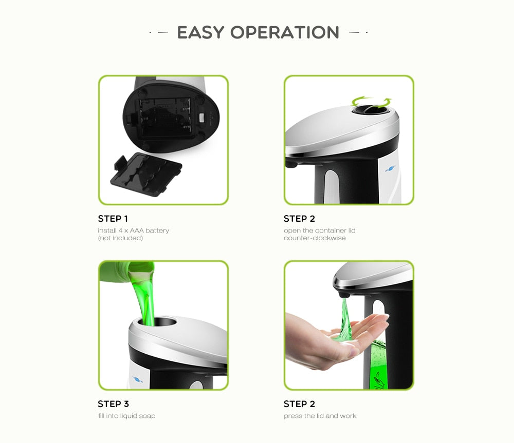 Automatic Liquid Soap Dispenser Smart Sensor Touchless 400Ml - Premium Toys & Hobbies from Eretailer365.com - Just $12.96! Shop now at Eretailer365.com