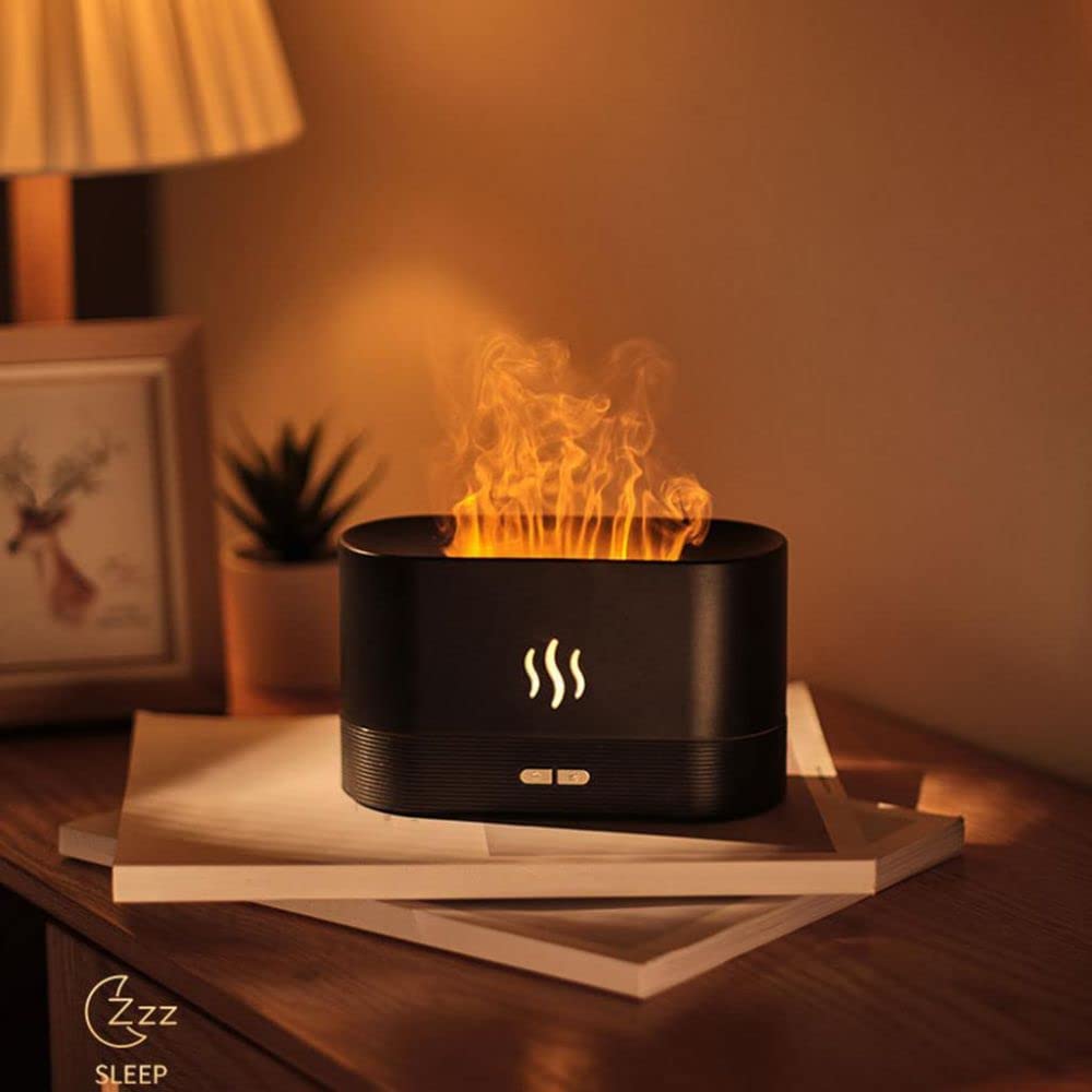 HIVAGI® Aromatherapy Essential Oil Diffuser with Flame Light, 180mL Quiet Mist Humidifiers for Essential Oils Home Aroma Air Diffusers, with Auto Shut-Off Protection. (Black) - Premium Toys & Hobbies from Eretailer365.com - Just $49.99! Shop now at Eretailer365.com