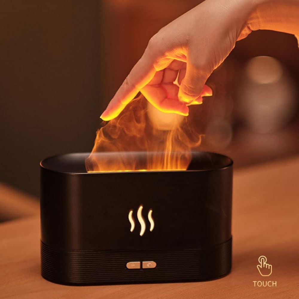 HIVAGI® Aromatherapy Essential Oil Diffuser with Flame Light, 180mL Quiet Mist Humidifiers for Essential Oils Home Aroma Air Diffusers, with Auto Shut-Off Protection. (Black) - Premium Toys & Hobbies from Eretailer365.com - Just $49.99! Shop now at Eretailer365.com