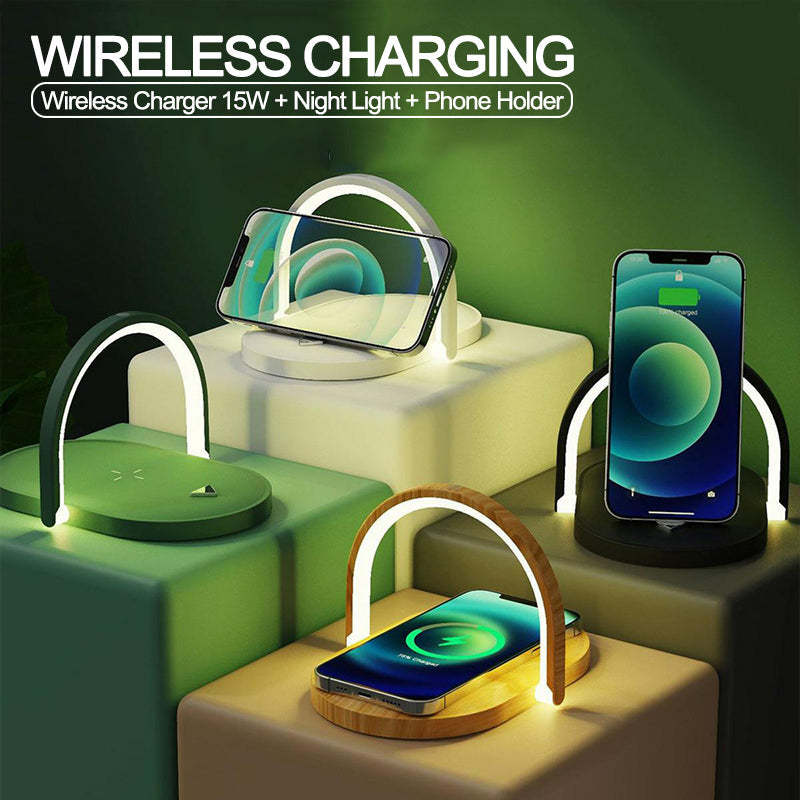 3 In 1 Foldable Wireless Charger Night Light Wireless Charging Station Stonego LED Reading Table Lamp 15W Fast Charging Light - Premium 0 from Eretailer365.com - Just $41.31! Shop now at Eretailer365.com