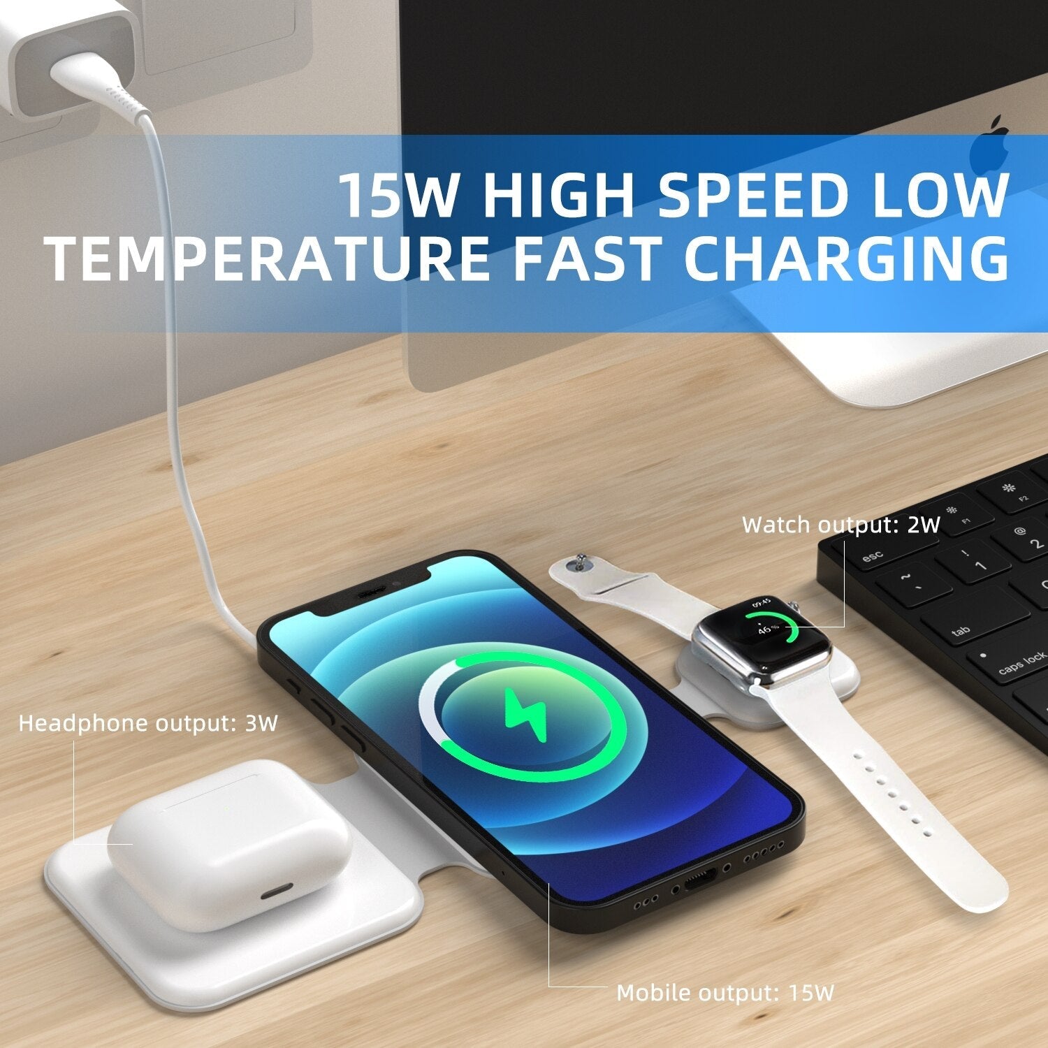 3 In 1 Magnetic Foldable Wireless Charger Charging Station Multi-device Folding Cell Phone Wireless Charger Gadgets - Premium 0 from Eretailer365.com - Just $76.02! Shop now at Eretailer365.com