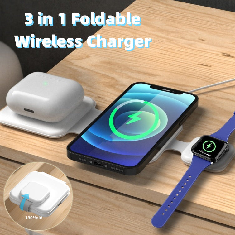 3 In 1 Magnetic Foldable Wireless Charger Charging Station Multi-device Folding Cell Phone Wireless Charger Gadgets - Premium 0 from Eretailer365.com - Just $76.02! Shop now at Eretailer365.com