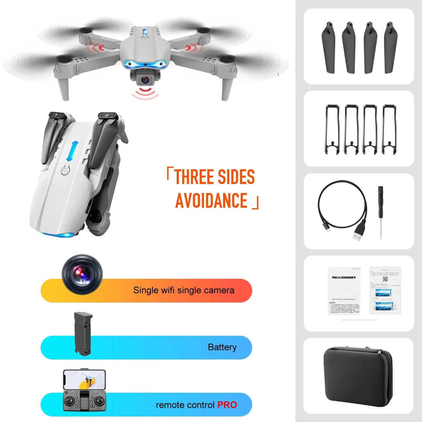 4K Dual Camera Remote Control Three-sided Obstacle Avoidance Drone - Premium Consumer Electronics from Eretailer365.com - Just $37.16! Shop now at Eretailer365.com