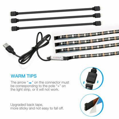 4x50CM USB 5V RGB LED Strip Background Light Remote Kit For TV Computer Lamp - Premium Computer & office from Eretailer365.com - Just $45.00! Shop now at Eretailer365.com