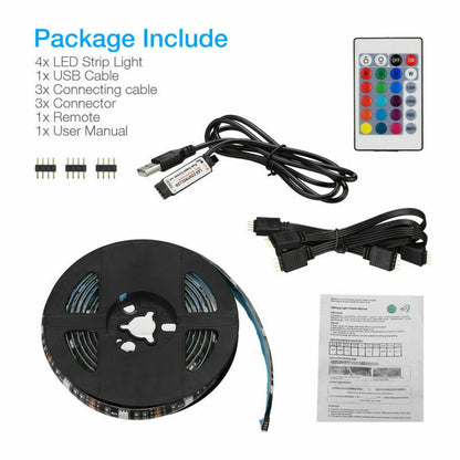 4x50CM USB 5V RGB LED Strip Background Light Remote Kit For TV Computer Lamp - Premium Computer & office from Eretailer365.com - Just $45.00! Shop now at Eretailer365.com