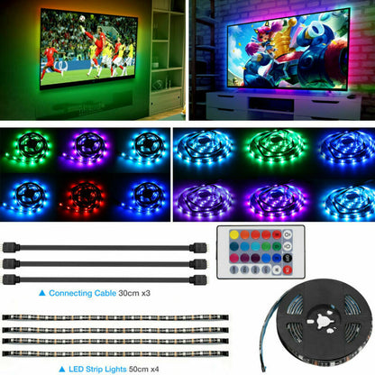 4x50CM USB 5V RGB LED Strip Background Light Remote Kit For TV Computer Lamp - Premium Computer & office from Eretailer365.com - Just $45.00! Shop now at Eretailer365.com