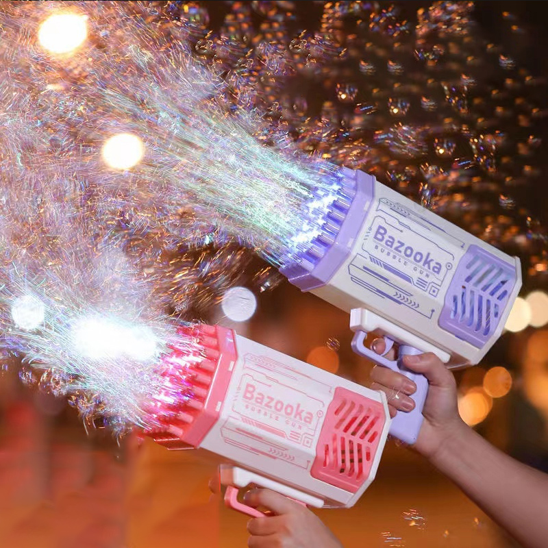 Bubble Gun Rocket 69 Holes Soap Bubbles Machine Gun Shape Automatic Blower With Light Toys For Kids Pomperos - Premium Toys & Hobbies from Eretailer365.com - Just $1.27! Shop now at Eretailer365.com