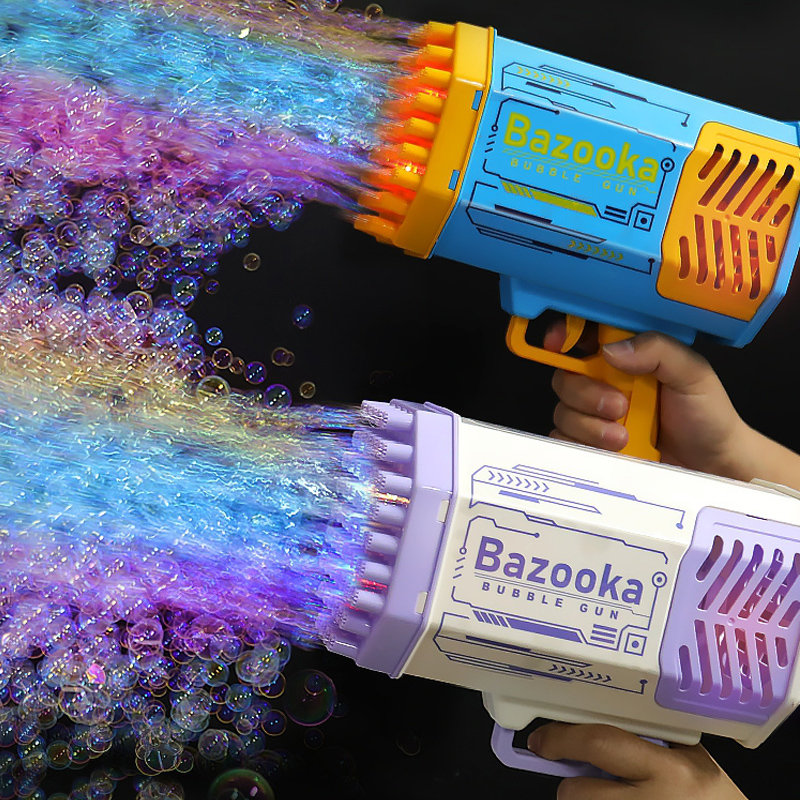 Bubble Gun Rocket 69 Holes Soap Bubbles Machine Gun Shape Automatic Blower With Light Toys For Kids Pomperos - Premium Toys & Hobbies from Eretailer365.com - Just $1.27! Shop now at Eretailer365.com