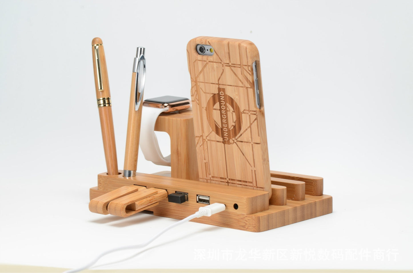 Compatible with Apple , Bamboo, wood andMobile applewatch bracket charging wooden bracket multi-function flat cell phone base - Premium Phones & Accessories from Eretailer365.com - Just $32.00! Shop now at Eretailer365.com