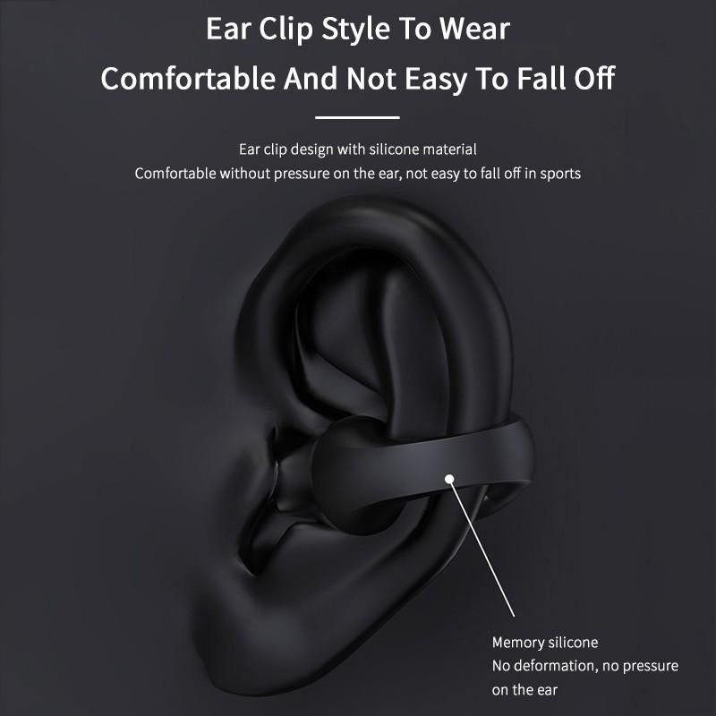 Ear Clip Bone Conduction Headphone Bluetooth 5.2 HIFI Wireless Earphone Touch Handsfree Sports Noise Cancelling Headset With Mic - Premium 0 from Eretailer365.com - Just $44.65! Shop now at Eretailer365.com