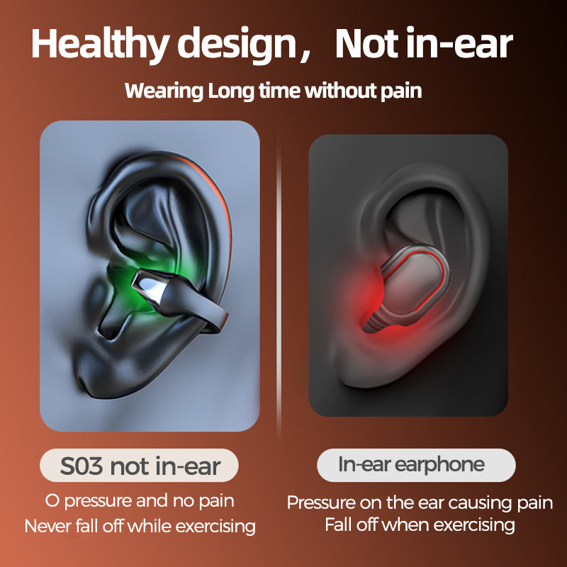 Ear Clip Bone Conduction Headphone Bluetooth 5.2 HIFI Wireless Earphone Touch Handsfree Sports Noise Cancelling Headset With Mic - Premium 0 from Eretailer365.com - Just $44.65! Shop now at Eretailer365.com