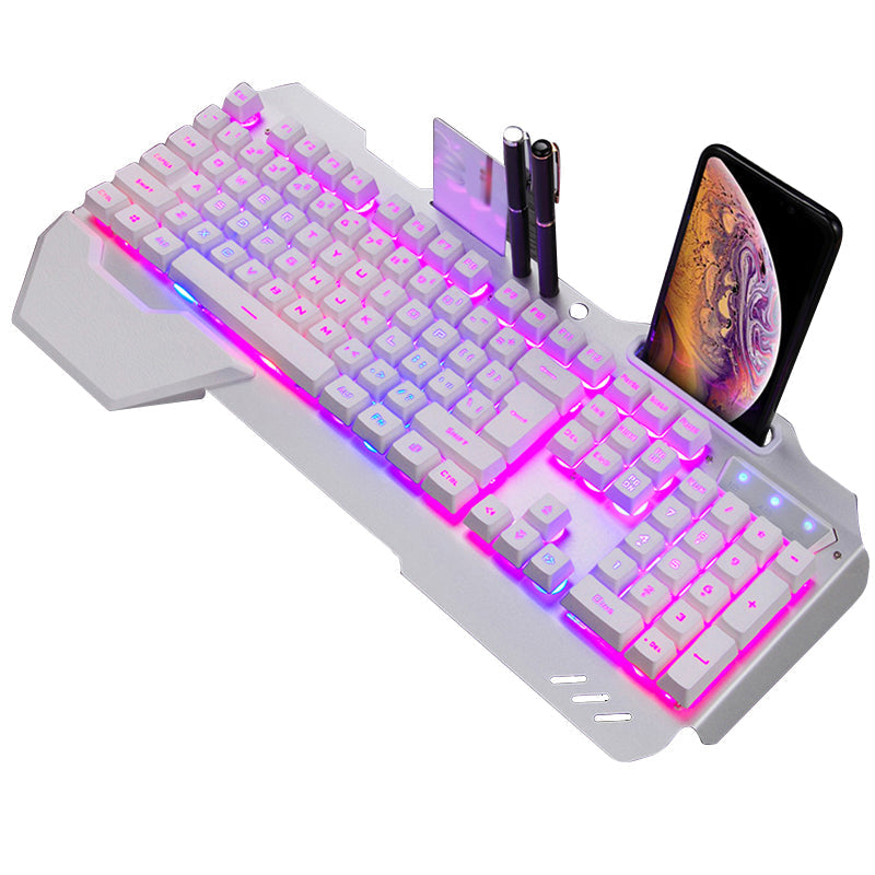 ErgonomicWired Gaming Keyboard with RGB Backlight Phone Holder - Premium 0 from Eretailer365.com - Just $39.97! Shop now at Eretailer365.com