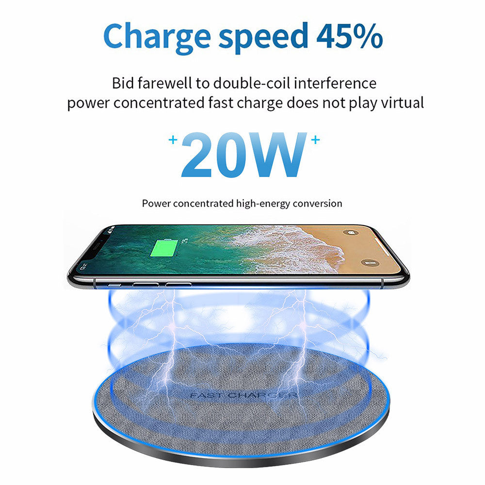 Fabric Disc Wireless Charger 20W Fast Charge - Premium Toys & Hobbies from Eretailer365.com - Just $25.08! Shop now at Eretailer365.com