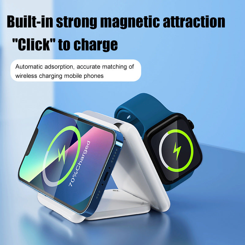 Folding Magnetic Suction Wireless Charger 3-in-1 - Premium Toys & Hobbies from Eretailer365.com - Just $60.20! Shop now at Eretailer365.com