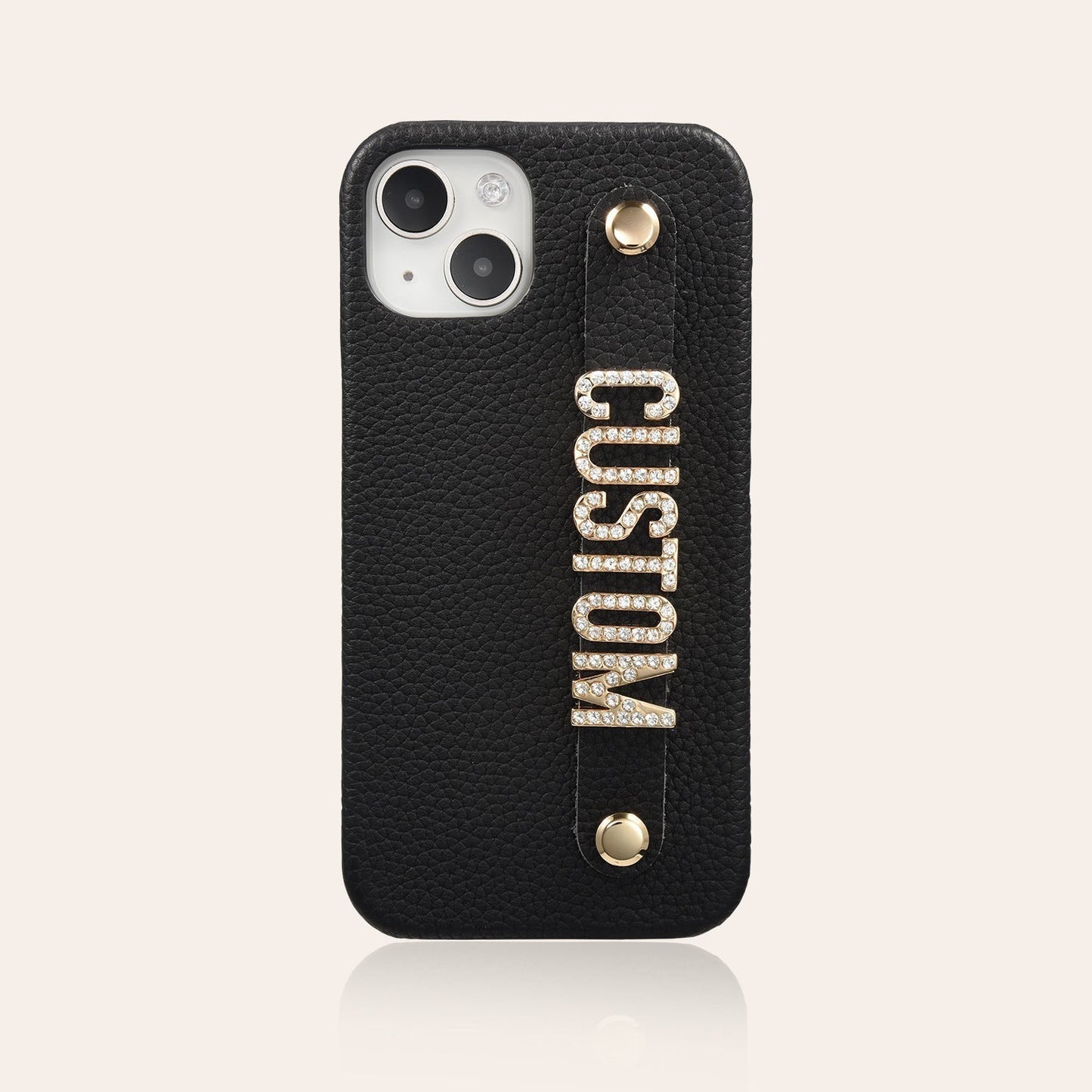 Genuine Leather Lychee Pattern Metal Letter Phone Case - Premium Phones & Accessories from Eretailer365.com - Just $27.24! Shop now at Eretailer365.com