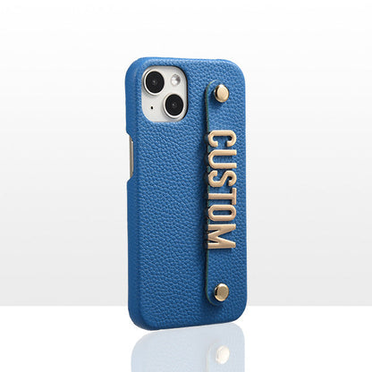 Genuine Leather Lychee Pattern Metal Letter Phone Case - Premium Phones & Accessories from Eretailer365.com - Just $27.24! Shop now at Eretailer365.com