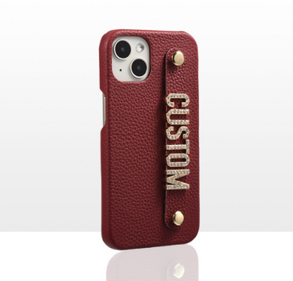 Genuine Leather Lychee Pattern Metal Letter Phone Case - Premium Phones & Accessories from Eretailer365.com - Just $27.24! Shop now at Eretailer365.com