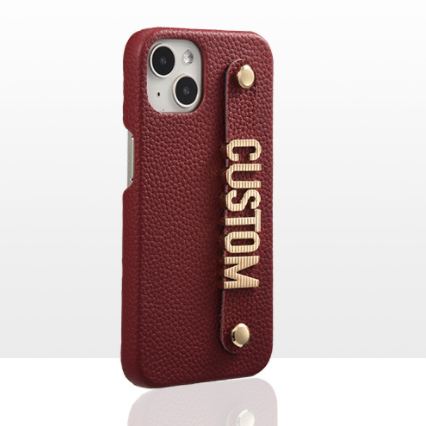 Genuine Leather Lychee Pattern Metal Letter Phone Case - Premium Phones & Accessories from Eretailer365.com - Just $27.24! Shop now at Eretailer365.com