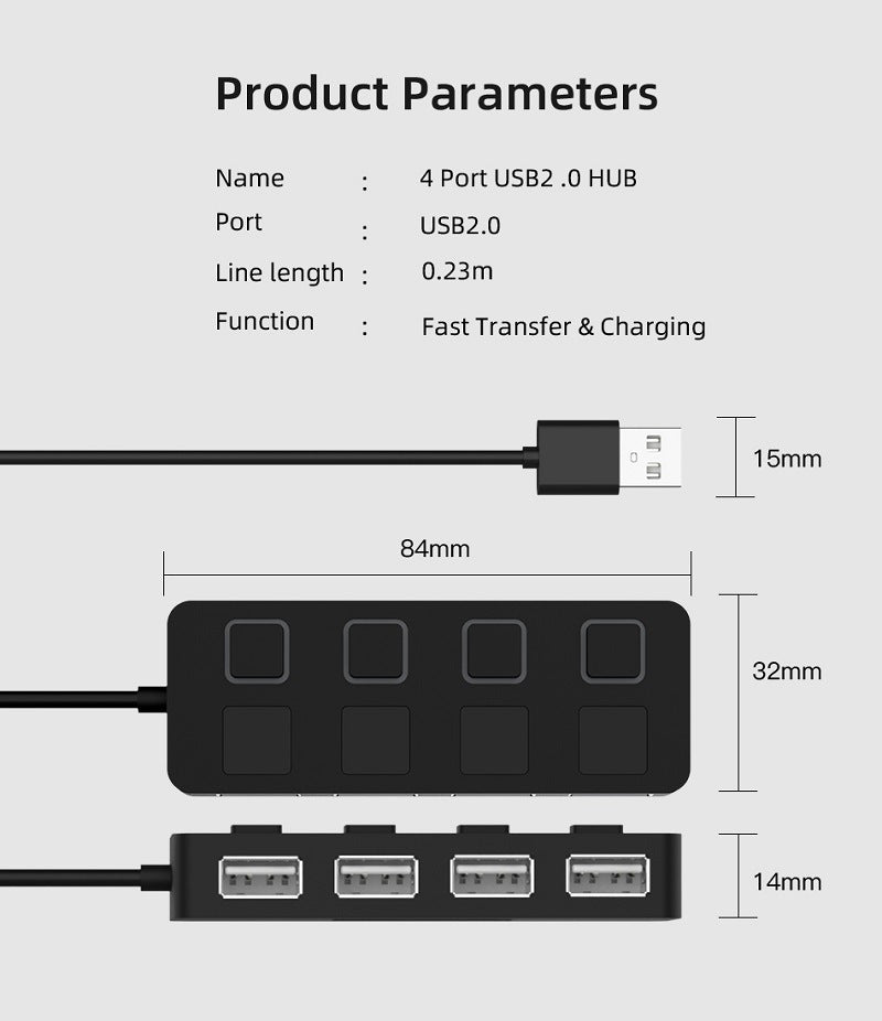 HUB Hub Multi-USB Splitter 4-port Extender - Premium Computer & office from Eretailer365.com - Just $9.80! Shop now at Eretailer365.com