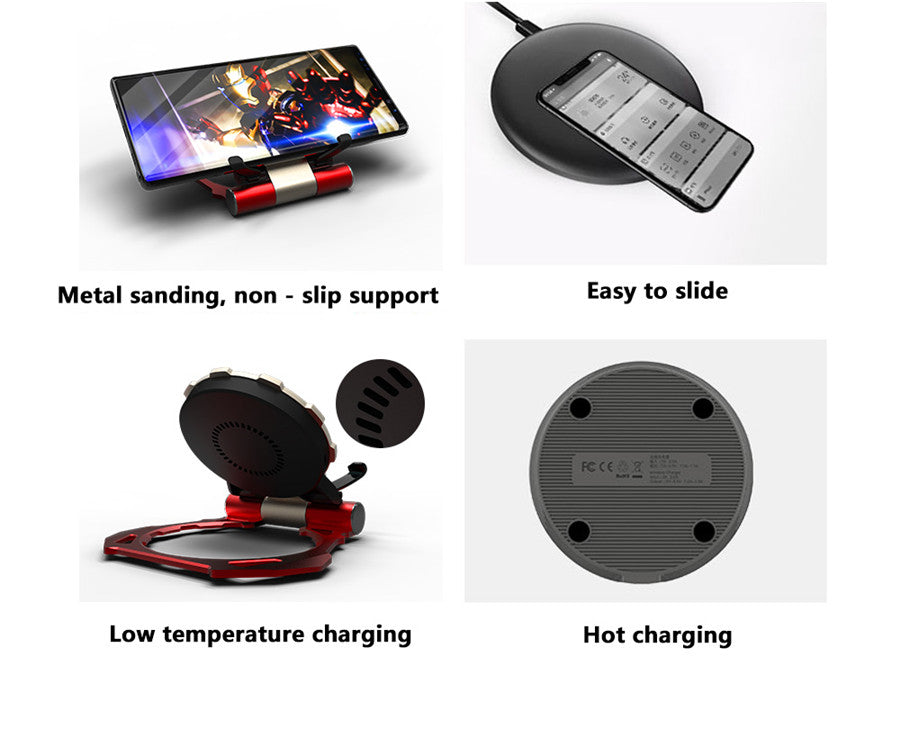 Iron Man Metal QI Wireless Charger Stand Desktop Mobile Phone Charger - Premium Consumer Electronics from Eretailer365.com - Just $15.50! Shop now at Eretailer365.com