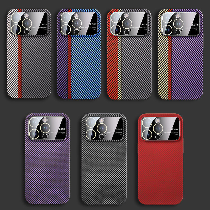 Magnetic Carbon Fiber Large Window Frosted Phone Case - Premium Phones & Accessories from Eretailer365.com - Just $12.52! Shop now at Eretailer365.com