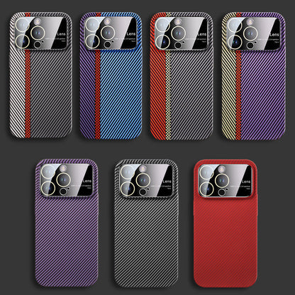 Magnetic Carbon Fiber Large Window Frosted Phone Case - Premium Phones & Accessories from Eretailer365.com - Just $12.52! Shop now at Eretailer365.com