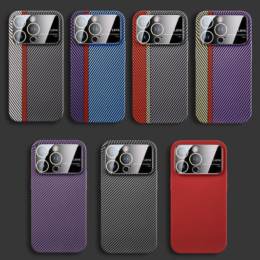 Magnetic Carbon Fiber Large Window Frosted Phone Case - Premium Phones & Accessories from Eretailer365.com - Just $12.52! Shop now at Eretailer365.com