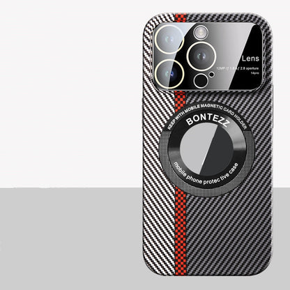 Magnetic Carbon Fiber Large Window Frosted Phone Case - Premium Phones & Accessories from Eretailer365.com - Just $12.52! Shop now at Eretailer365.com