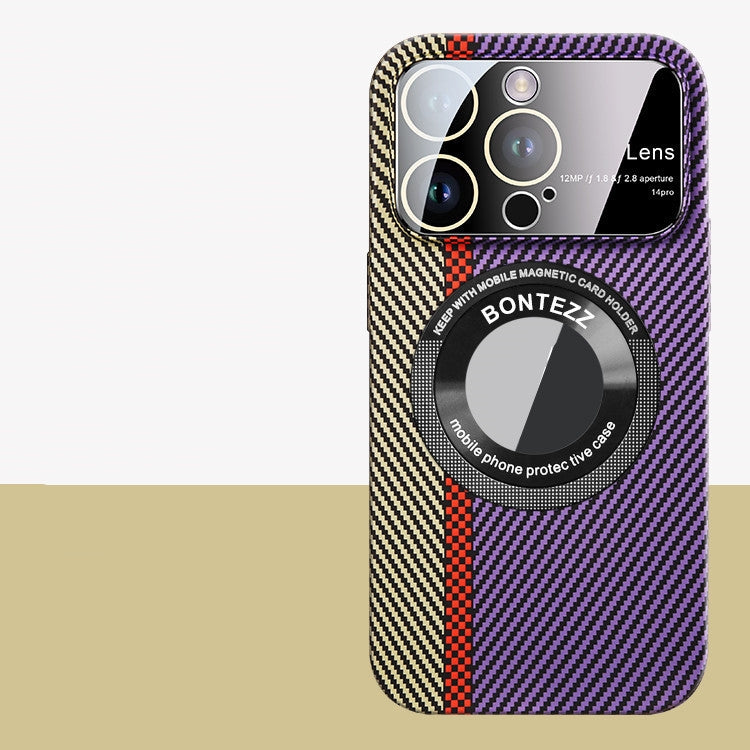 Magnetic Carbon Fiber Large Window Frosted Phone Case - Premium Phones & Accessories from Eretailer365.com - Just $12.52! Shop now at Eretailer365.com