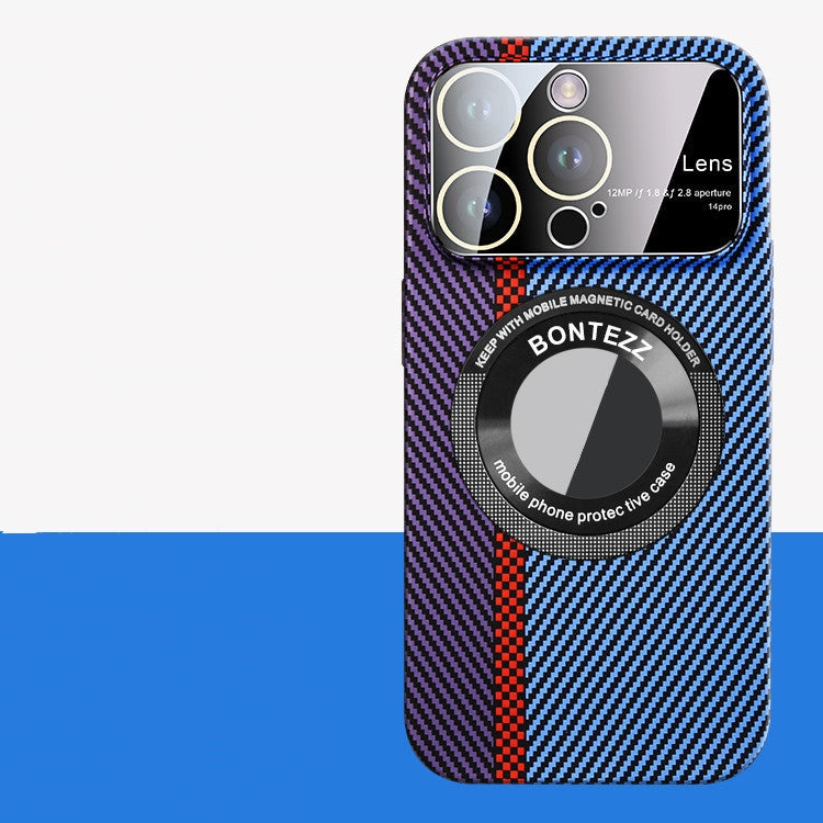 Magnetic Carbon Fiber Large Window Frosted Phone Case - Premium Phones & Accessories from Eretailer365.com - Just $12.52! Shop now at Eretailer365.com