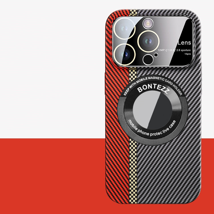 Magnetic Carbon Fiber Large Window Frosted Phone Case - Premium Phones & Accessories from Eretailer365.com - Just $12.52! Shop now at Eretailer365.com