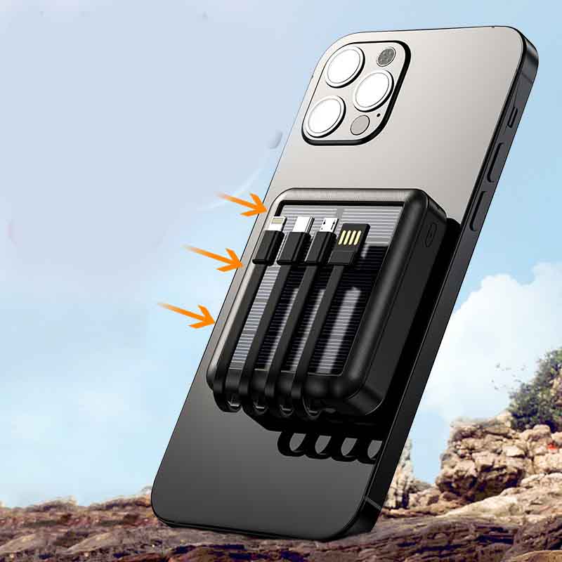 Mini Portable Power Bank With Solar Cable - Premium Toys & Hobbies from Eretailer365.com - Just $21.72! Shop now at Eretailer365.com