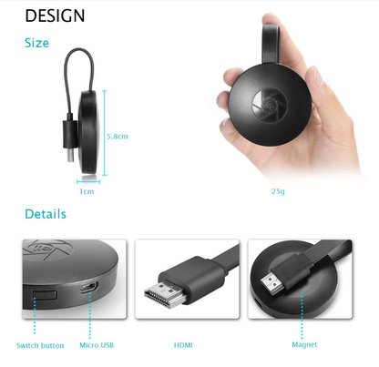 MiraScreen G2 Anycast Crome Cast HDMI TV Display Stick - Premium 0 from Eretailer365.com - Just $38.98! Shop now at Eretailer365.com