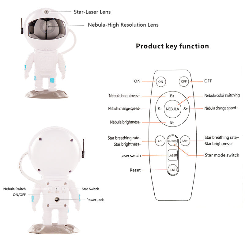 New Galaxy Projector Astronaut Starry Sky Projector Remote Control Music Laser - Premium 0 from Eretailer365.com - Just $34.62! Shop now at Eretailer365.com