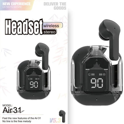 New Mini Transparent Wireless Bluetooth Headset Digital Display ENC Noise Reduction True Wireless Sports Music - Premium Consumer Electronics from Eretailer365.com - Just $32.71! Shop now at Eretailer365.com