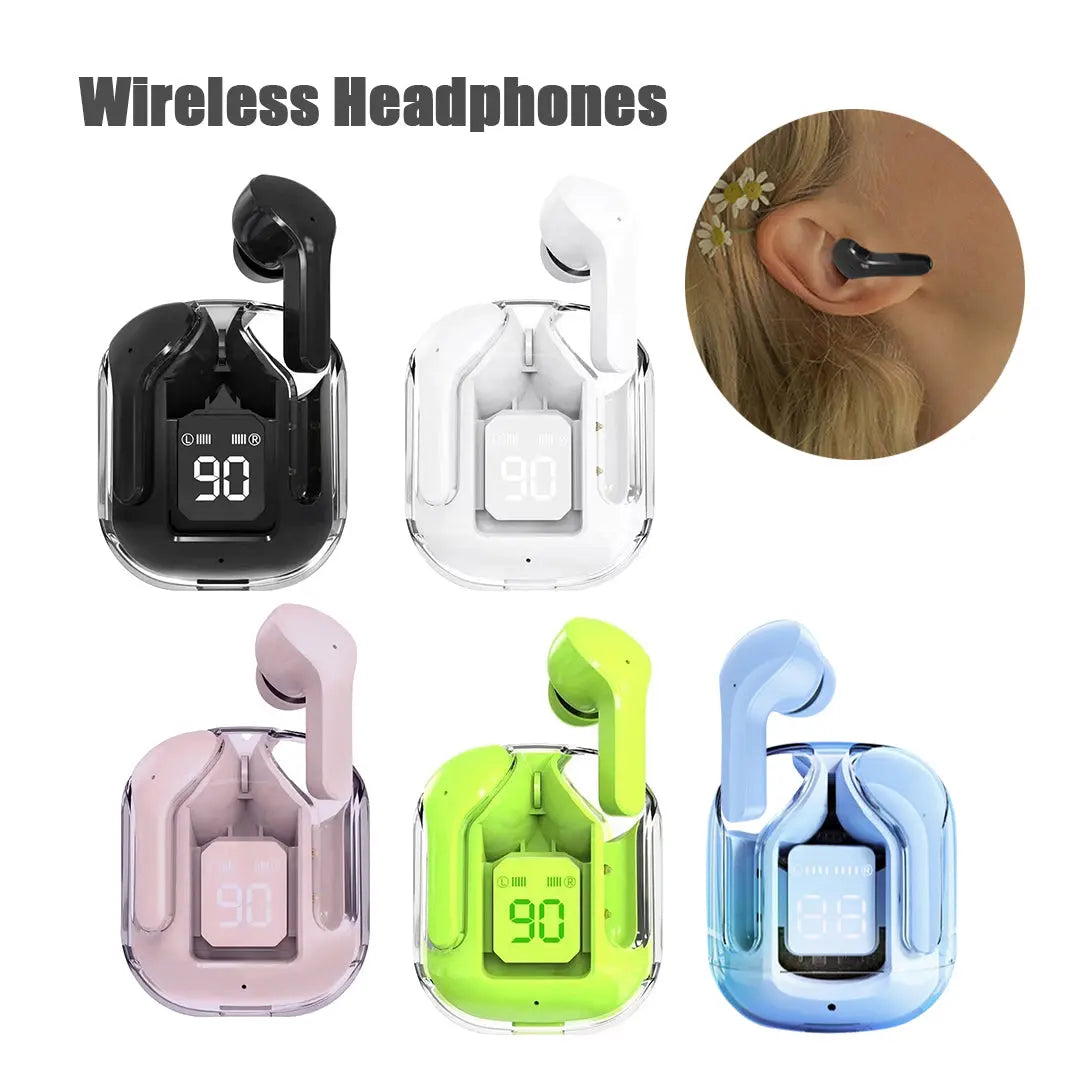 New Mini Transparent Wireless Bluetooth Headset Digital Display ENC Noise Reduction True Wireless Sports Music - Premium Consumer Electronics from Eretailer365.com - Just $32.71! Shop now at Eretailer365.com