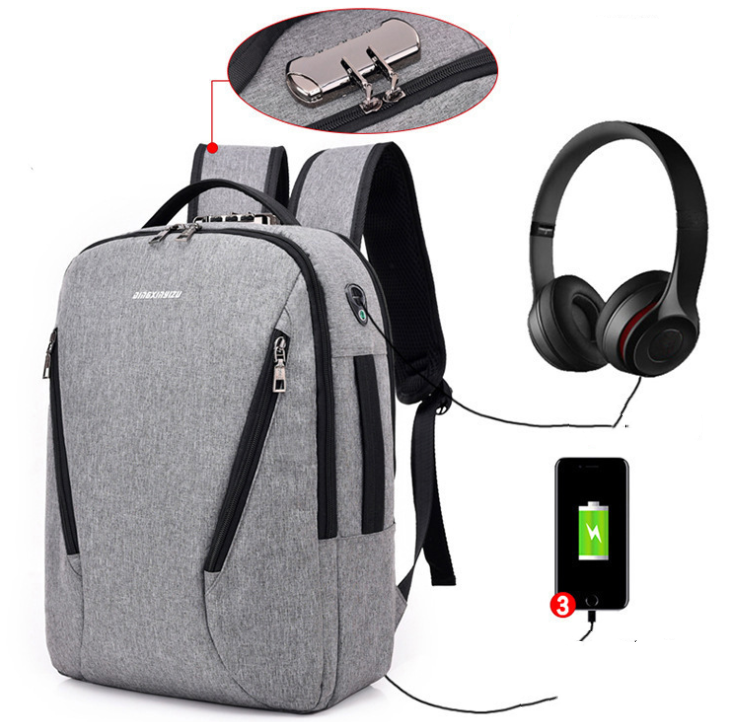 New double shoulder bag male Outdoor Travel College schoolbag computer knapsack USB charging, waterproof and anti-theft - Premium Computer & office from Eretailer365.com - Just $31.84! Shop now at Eretailer365.com