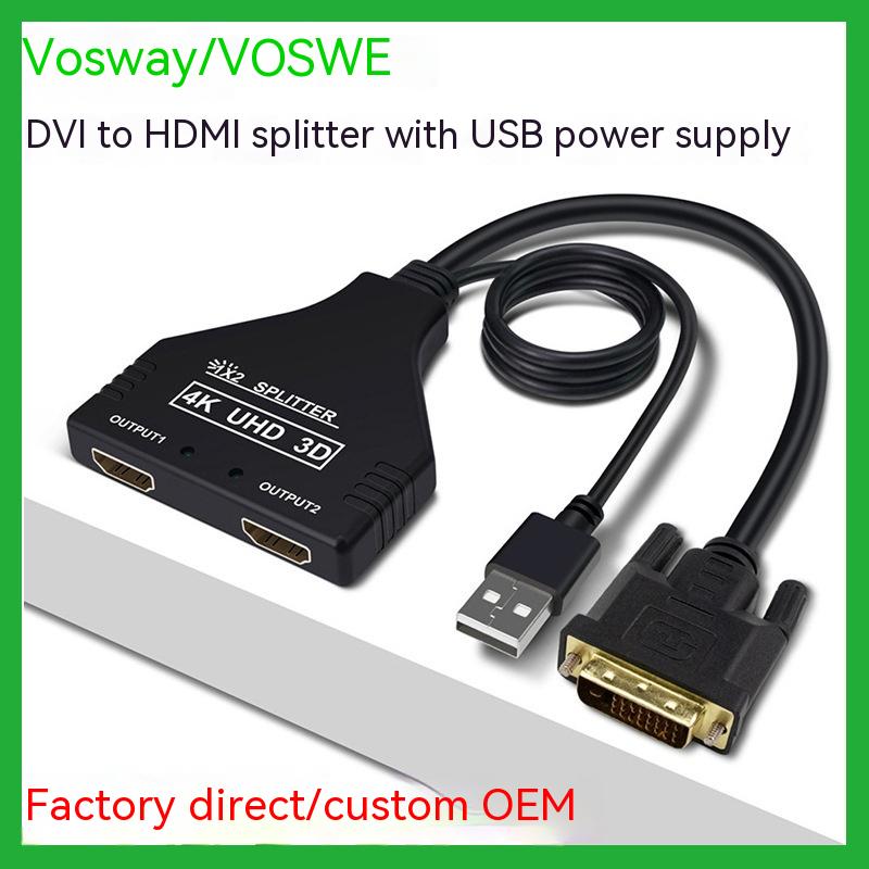 One Divided Into Two HDMI Distributor With USB Power Supply - Premium Consumer Electronics from Eretailer365.com - Just $16.60! Shop now at Eretailer365.com