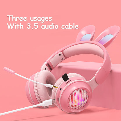 Rabbit Ear Headphones Wireless Luminous Extendable Wheat Headphones - Premium 0 from Eretailer365.com - Just $39.76! Shop now at Eretailer365.com