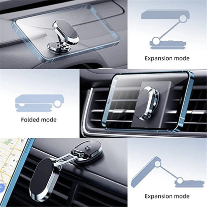 Rotate Metal Magnetic Car Phone Holder Foldable Universal Mobile Phone Stand Air Vent Magnet Mount GPS Support - Premium Phones & Accessories from Eretailer365.com - Just $6.72! Shop now at Eretailer365.com