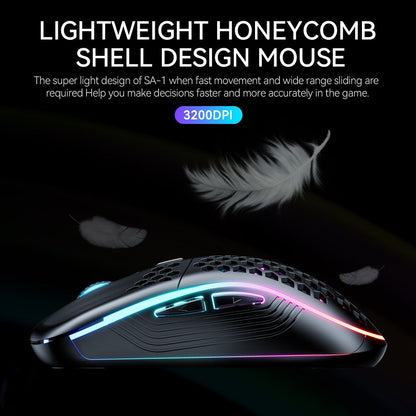 SA-1 Dual Mode Honeycomb Shell RGB Wireless Bluetooth Computer Gaming Mouse - Premium Computer & office from Eretailer365.com - Just $28.16! Shop now at Eretailer365.com