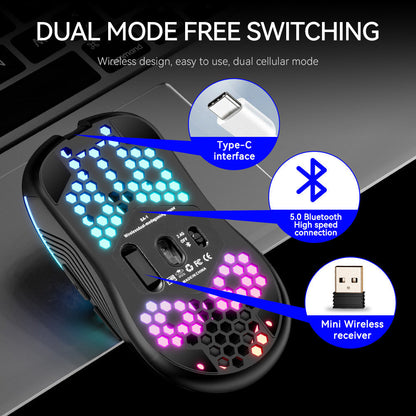 SA-1 Dual Mode Honeycomb Shell RGB Wireless Bluetooth Computer Gaming Mouse - Premium Computer & office from Eretailer365.com - Just $28.16! Shop now at Eretailer365.com