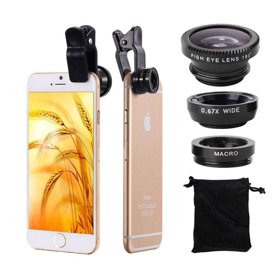 Telephoto Lens 3-in-1 Fisheye Wide-angle Macro Telescopic Lens Selfie Stick - Premium Consumer Electronics from Eretailer365.com - Just $20.28! Shop now at Eretailer365.com