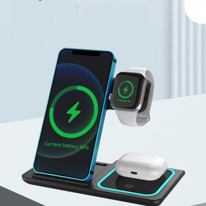 Three-in-one Wireless Charger Electrical Foldable Double Wire Ambience Light Mobile Phone Wireless Charger Wireless Charger - Premium Toys & Hobbies from Eretailer365.com - Just $45.16! Shop now at Eretailer365.com