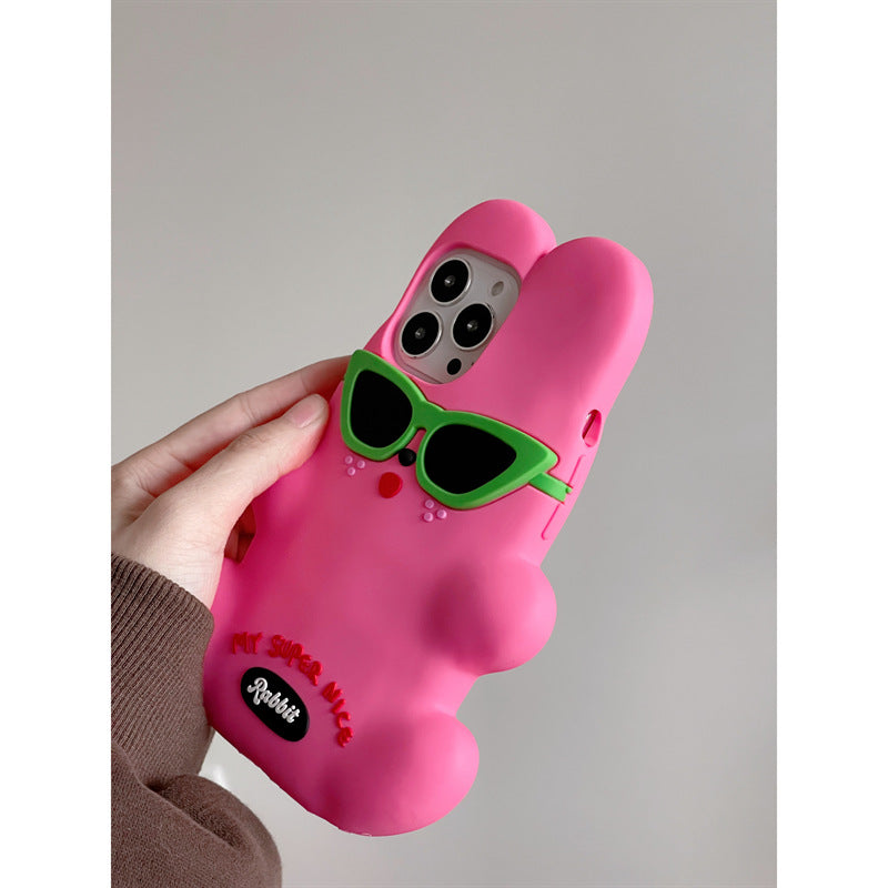 Trendy Cool Rose Three-dimensional Sunglasses Rabbit Phone Case - Premium Phones & Accessories from Eretailer365.com - Just $9.88! Shop now at Eretailer365.com