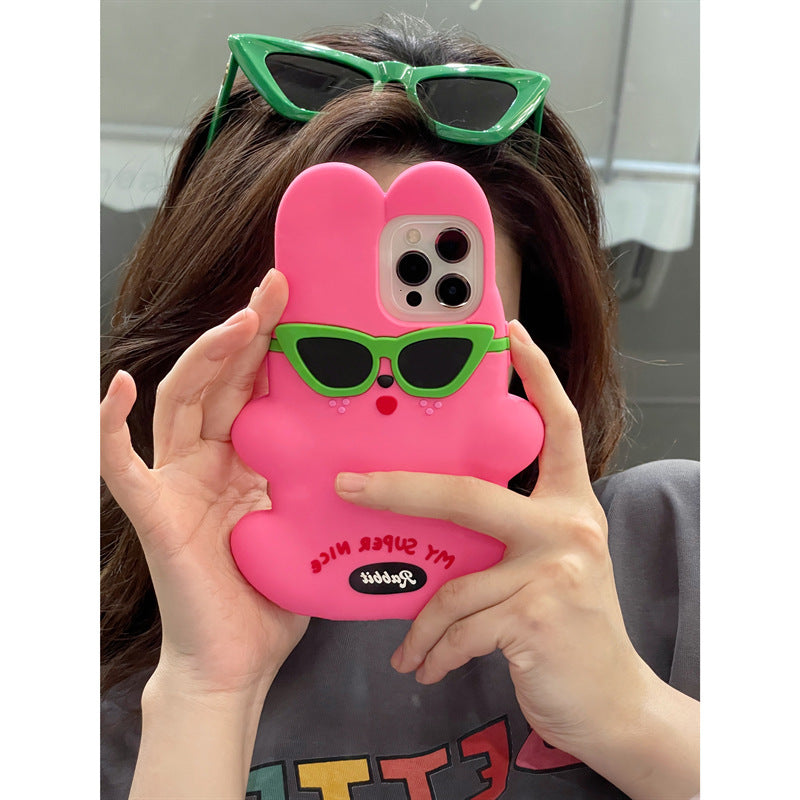 Trendy Cool Rose Three-dimensional Sunglasses Rabbit Phone Case - Premium Phones & Accessories from Eretailer365.com - Just $9.88! Shop now at Eretailer365.com