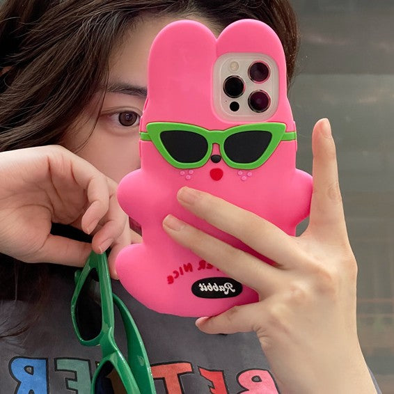 Trendy Cool Rose Three-dimensional Sunglasses Rabbit Phone Case - Premium Phones & Accessories from Eretailer365.com - Just $9.88! Shop now at Eretailer365.com