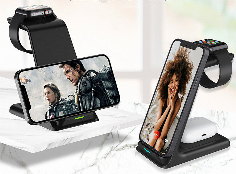 Vertical Three-in-one Wireless Charger 15W Fast Charge Dual-coil Desktop Stand Wireless Charger - Premium Phones & Accessories from Eretailer365.com - Just $48.28! Shop now at Eretailer365.com