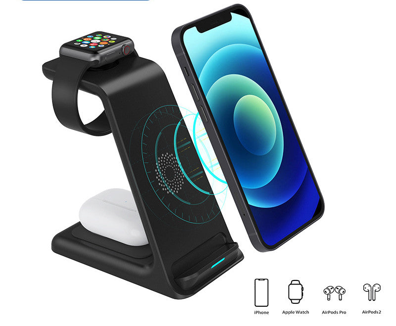 Vertical Three-in-one Wireless Charger 15W Fast Charge Dual-coil Desktop Stand Wireless Charger - Premium Phones & Accessories from Eretailer365.com - Just $48.28! Shop now at Eretailer365.com