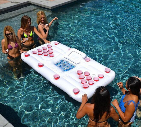 Water Party  Air Mattress Ice Bucket Cooler Cup Holder Inflatable Beer Pong Table Pool Float - Premium Toys & Hobbies from Eretailer365.com - Just $65.24! Shop now at Eretailer365.com